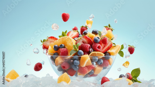 Delicious Fruit salad floating in the air © basketman23