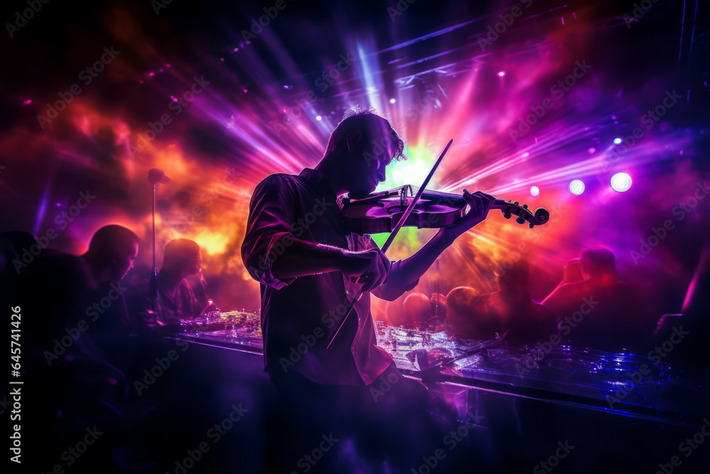 Fototapeta premium Closeup of modern music concert with light effects