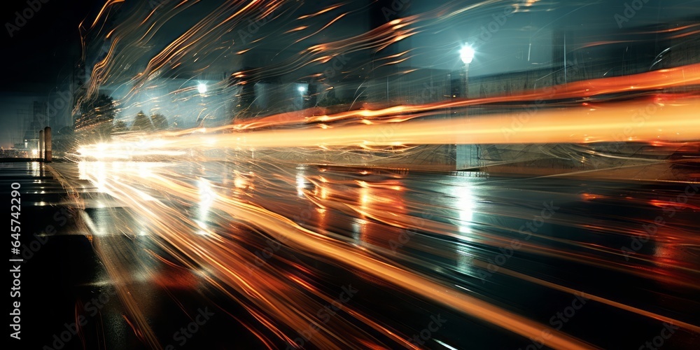 Lightspeed Urban Motion: Dazzling Light Trails of Various Vehicles in a Dark Area, Capturing the Pulse of the City Lightspeed Urban Motion: Dazzling Light Trails of Various Vehicles in a Dark Area, Capturing the Pulse of the City