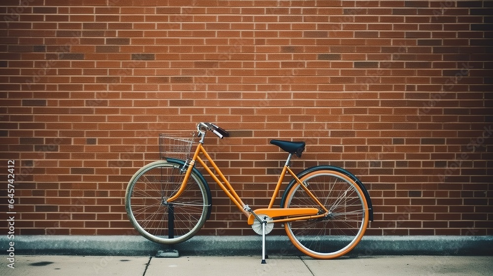 bicycle in front of brick wall
