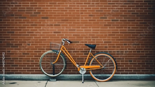 bicycle in front of brick wall