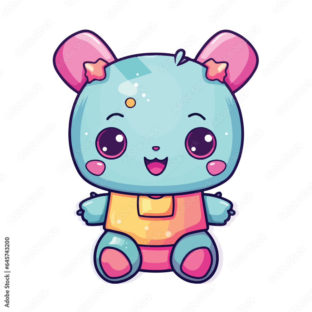 Fototapeta premium Batt shirt design graphic, cute happy kawaii style