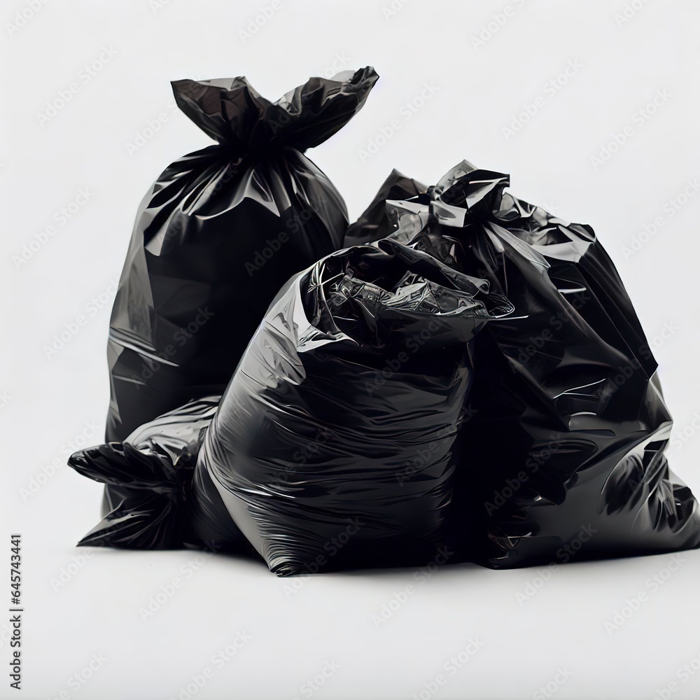 Pollution. Trash bags on a white background