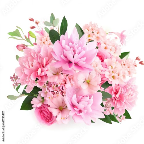 pink bouquet flowers isolated on white background