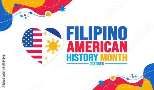 October is Filipino American History Month background template. Holiday concept. background, banner, placard, card, and poster design template with text inscription and standard color. vector