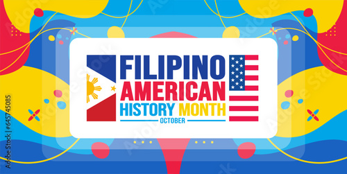 October is Filipino American History Month background template. Holiday concept. background, banner, placard, card, and poster design template with text inscription and standard color. vector