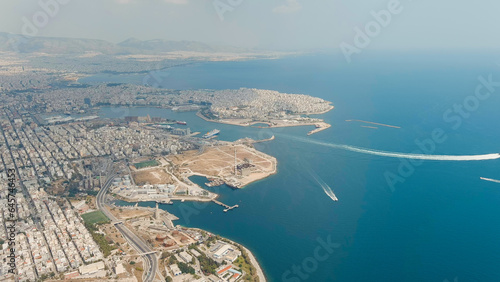 Athens  Greece. City and port panorama. View of the port of Piraeus  Aerial View