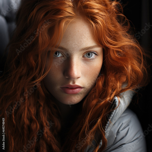 Portrait of a young girl with red hair