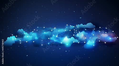 Abstract Blue Minimal Style Cloud Computing, Networks Structure, Telecommunications Concept Design, Network Connections
