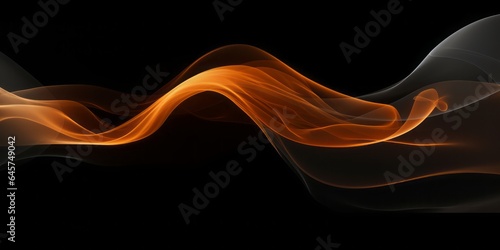 Abstract Orange Wavy Lines on a Black Background Canvas Wall Print, a Striking Contemporary Artwork