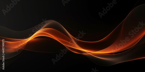 Abstract Orange Wavy Lines on a Black Background Canvas Wall Print, a Striking Contemporary Artwork