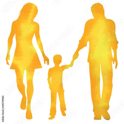 watercolor family silhouette vector