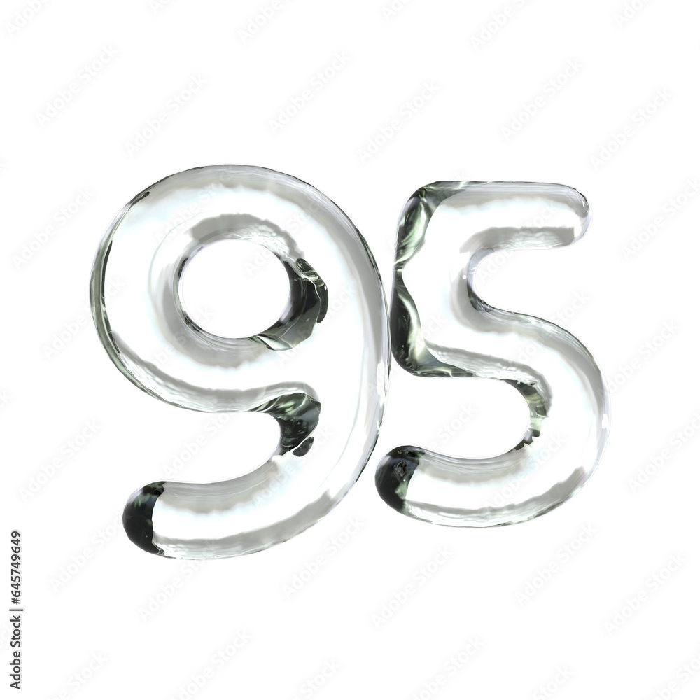 Number 95 3D render with glass material Number 95 3D render with glass material