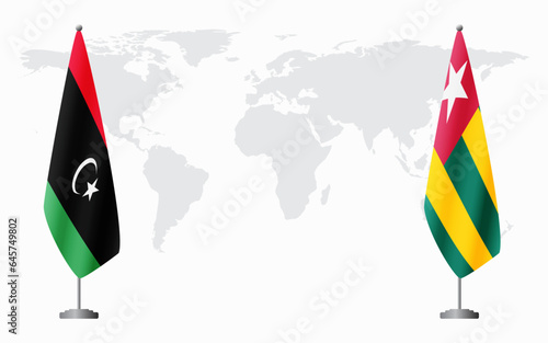 Libya and Togo flags for official meeting