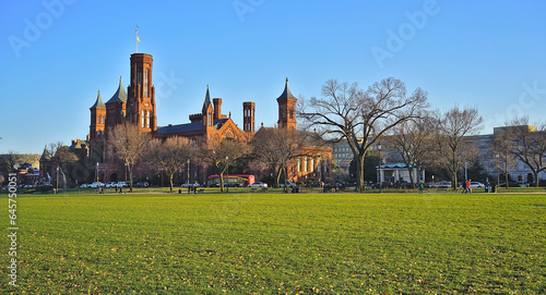 Washington, DC, USA: view of the castle on National Mall during sunny winter day