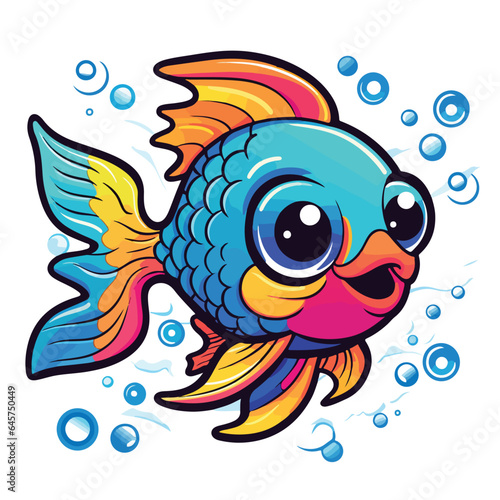 Fish tshirt design graphic, cute happy kawaii style © Mst