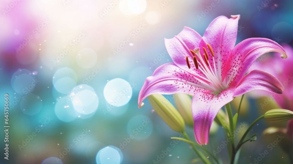 Beautiful lily flower on bokeh background, closeup