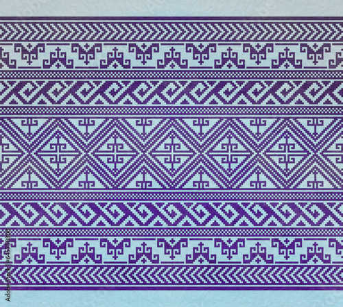 Seamless geometric pattern, belt. Watercolor backdrop and texturized paper. American Indians ethnic style. 