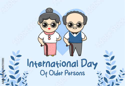 international day of older persons, grandparents with heart shapes and plants in the background