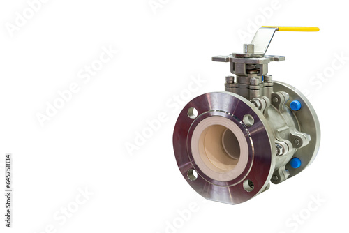 stainless steel ball valve for industrial isolated on white background with clipping path