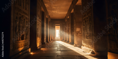 Mystic Egyptian hieroglyphs in Egypt Edfu temple, Aswan. Generation AI