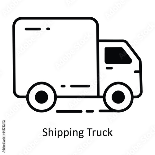 Shipping Truck doodle Icon Design illustration. Ecommerce and shopping Symbol on White background EPS 10 File