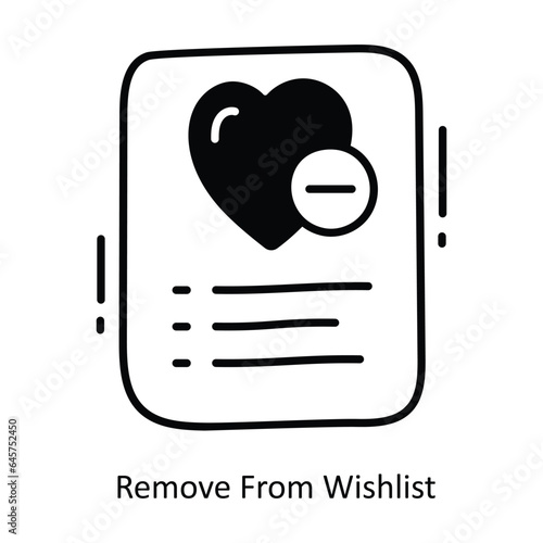 Remove From Wishlist doodle Icon Design illustration. Ecommerce and shopping Symbol on White background EPS 10 File