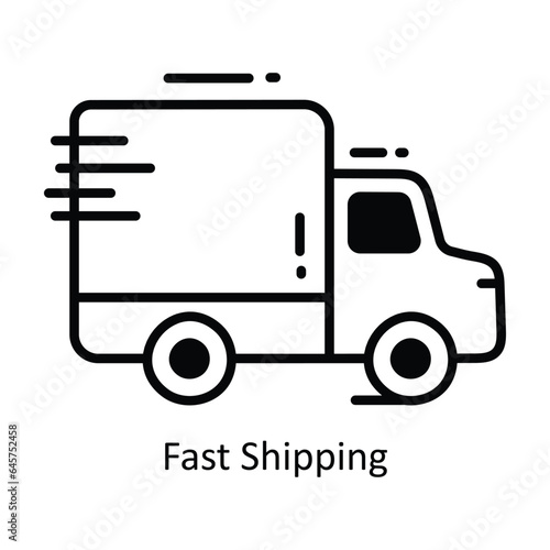 Fast Shipping doodle Icon Design illustration. Ecommerce and shopping Symbol on White background EPS 10 File