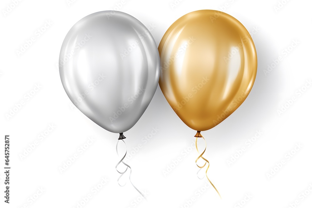 Golden and silver air balloon on white background. Golden and silver air balloon on white background.