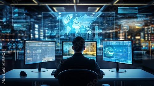 Cutting-edge control center. aI algorithms analyze and safeguard valuable against complex cyber threats. synergy between human expertise and advanced technological defense mechanisms