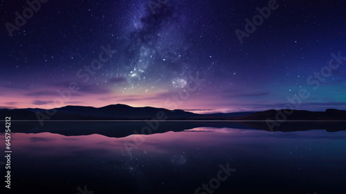 Starry Reflections: A Galaxy of Serenity at the Purple-Blue Lake
