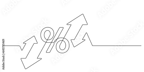 concept of volatility stock market investment. percentage and arrows up and down one line