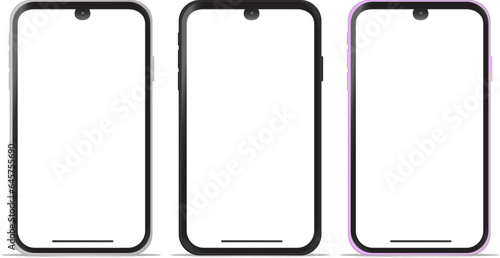 smartphone device mockup  with blank screen on white background vector illustrator