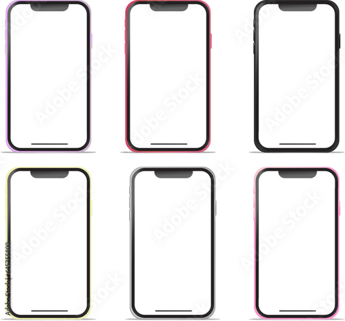 smartphone digital device mockup  with blank screen on white background vector illustrator