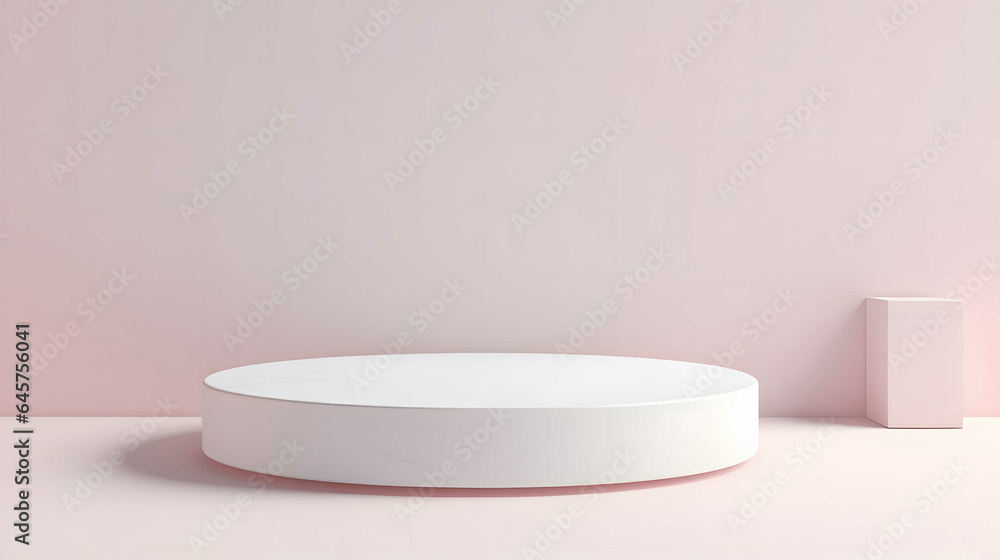 white podium with pink pastel background white podium with pink pastel background