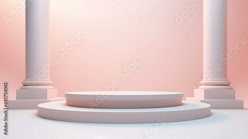 white podium with pink pastel background