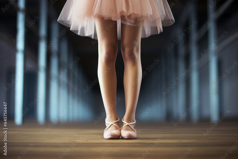 Generative AI picture of a female legs in ballet shoes at a dance festival Generative AI picture of a female legs in ballet shoes at a dance festival
