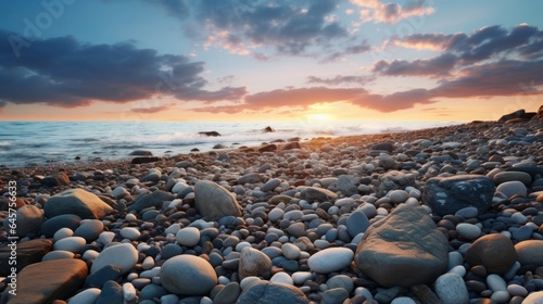 Hill of sea stones on the beach © Aliaksandr Siamko