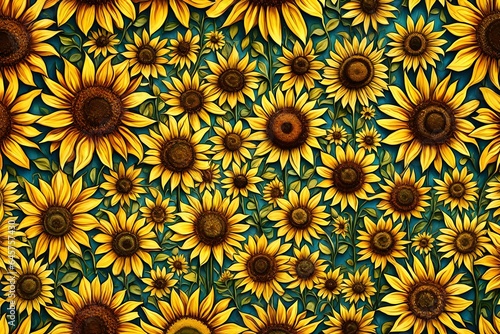 seamless pattern with sunflowers4k HD quality photo. 