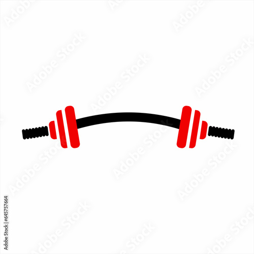 Barbell logo design with samurai sword concept. illustration of a barbell with a samurai sword.