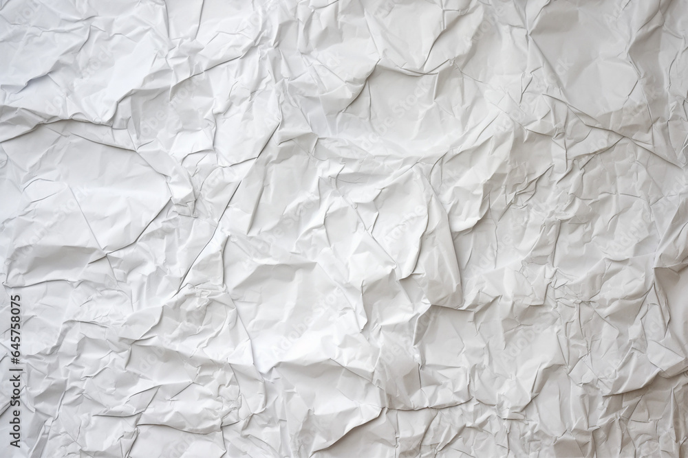 Fototapeta premium Seamless wrinkled crumpled old white paper sheet poster placard white color background generative AI