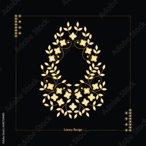Luxury Golden Floral Frame 