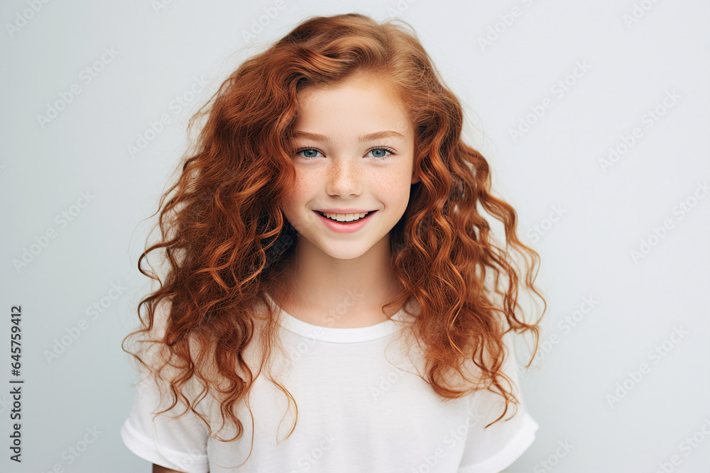 Generative AI portrait of cute little red hair girl overjoyed smiling face Generated Generative AI portrait of cute little red hair girl overjoyed smiling face Generated