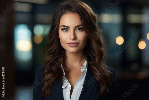 Generative AI picture portrait of amazing gorgeous office worker young woman
