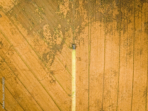 Aerial view of combine harv...