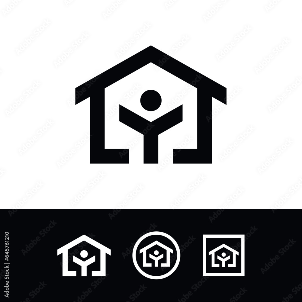vector, set, home with happy kid, logo, design, Charity, help, support, organization vector, set, home with happy kid, logo, design, Charity, help, support, organization