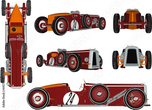 Sketch vector illustration of classic old retro racing car design for collection stash