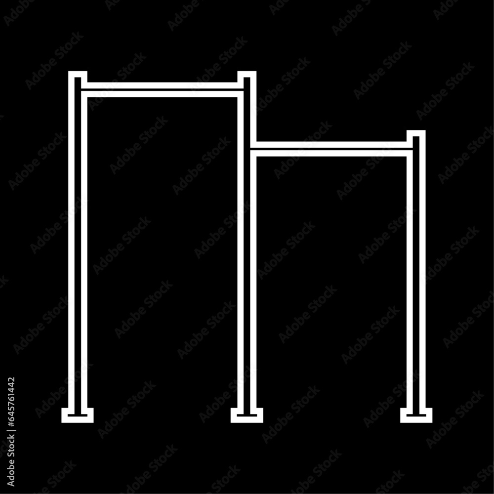 Horizontal bar icon. Double horizontal or high bar for pullups, chin