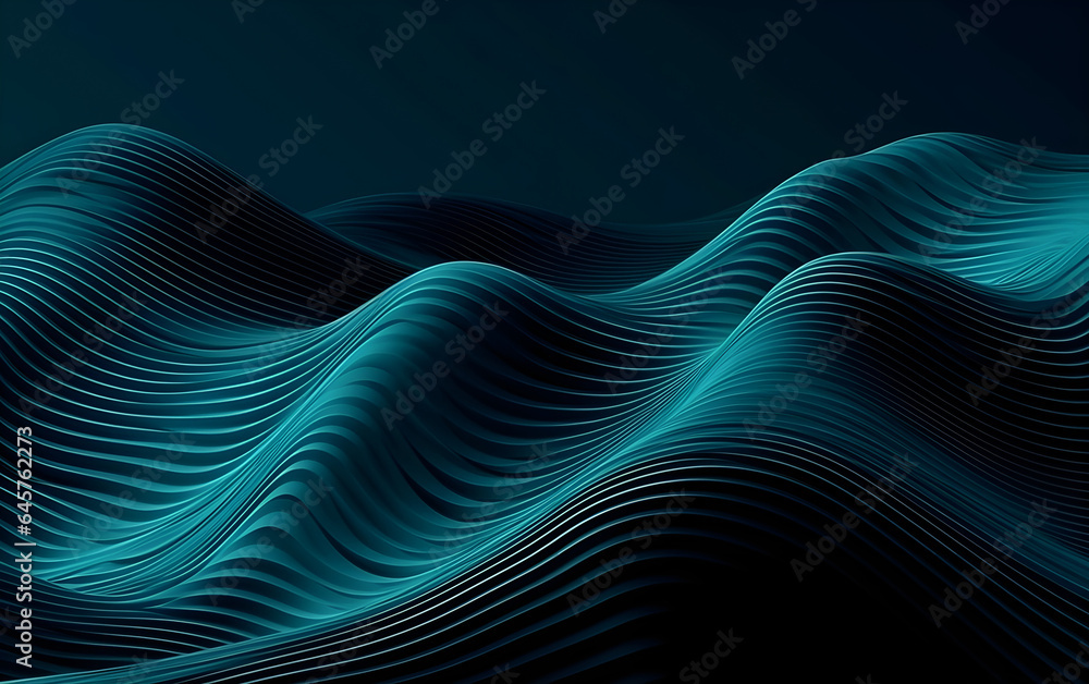 Abstract smooth blue wave background, Generative AI