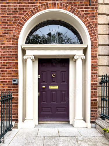 A famous purple painted Georgian door in Dublin, Ireland